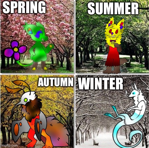 All of the season OCs | SPRING; SUMMER; WINTER; AUTUMN | made w/ Imgflip meme maker
