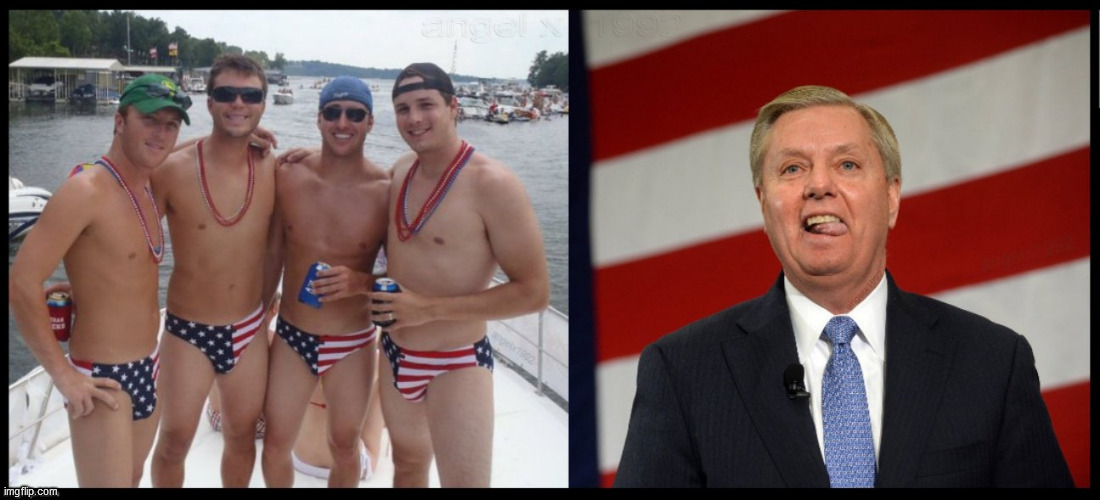 lindsey graham | image tagged in lindsey graham,patriots,lgbtq,closeted gay,republicans,speedos | made w/ Imgflip meme maker
