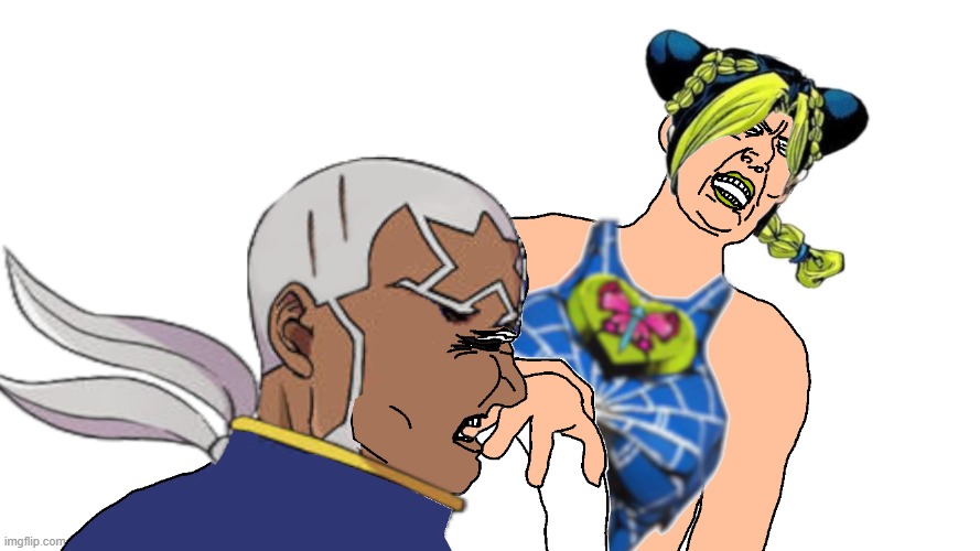 JOJO part6 jolyne vs pucci | image tagged in jojo,jojo's bizarre adventure,the last of us,memes | made w/ Imgflip meme maker