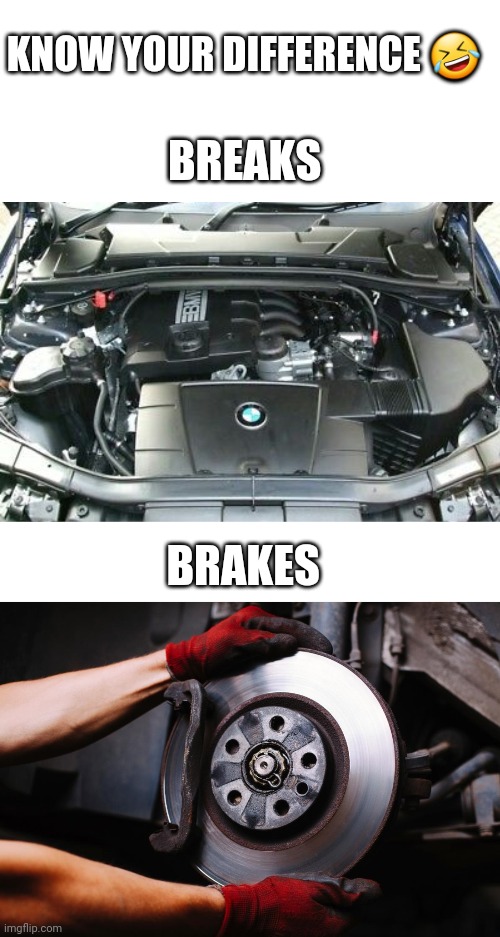 Difference | KNOW YOUR DIFFERENCE 🤣; BREAKS; BRAKES | image tagged in cars,funny memes,fun | made w/ Imgflip meme maker