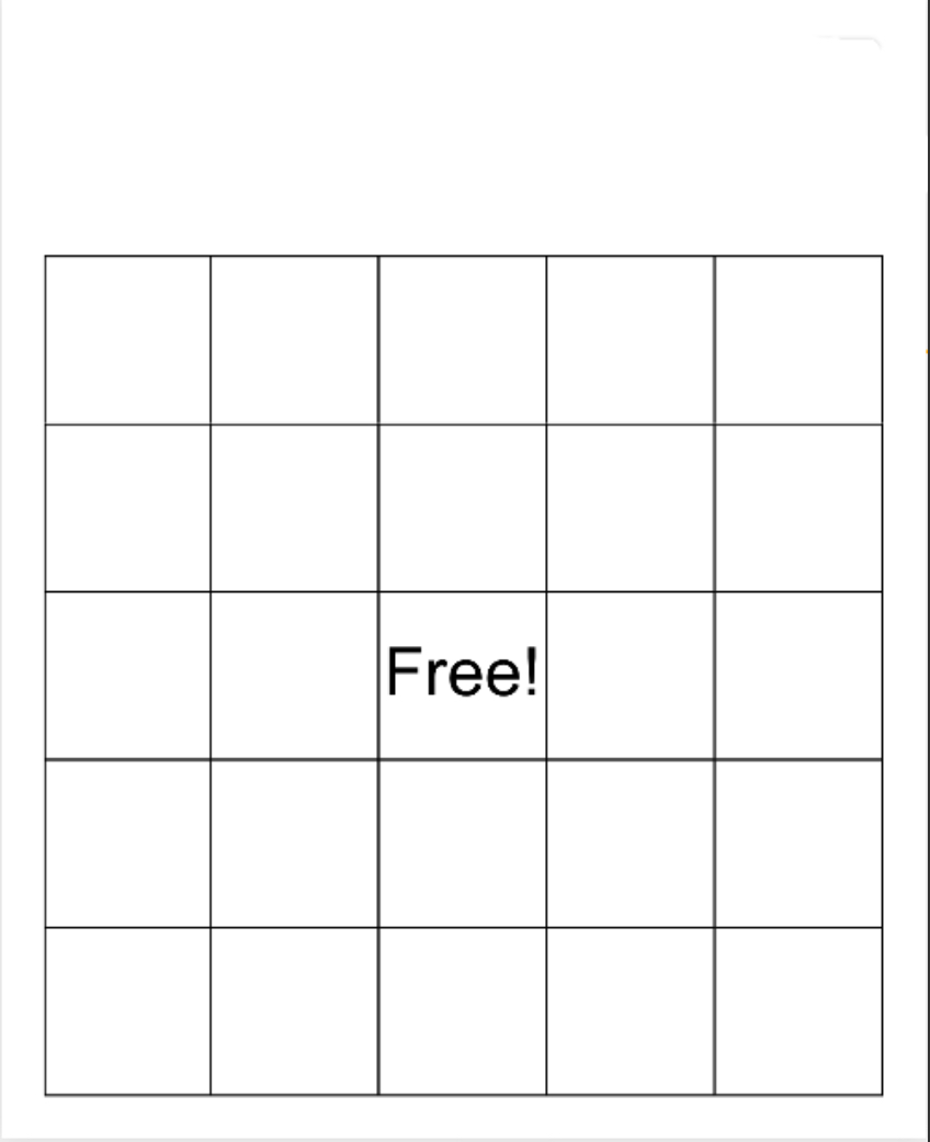 Free Blank Bingo Card Template