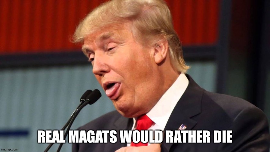 Stupid trump | REAL MAGATS WOULD RATHER DIE | image tagged in stupid trump | made w/ Imgflip meme maker