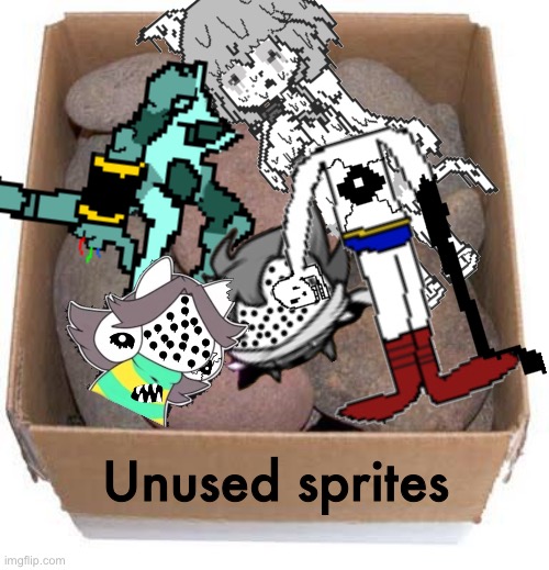 Due for Crossover leaks and Low quality (Need improvement) sprites. ill just put it on the Unused sprites box or be secret boss. | Unused sprites | image tagged in memes,funny,undertale | made w/ Imgflip meme maker