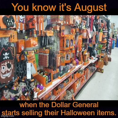 It's that time, folks! | You know it's August; when the Dollar General starts selling their Halloween items. | image tagged in memes,dollar general,halloween | made w/ Imgflip meme maker