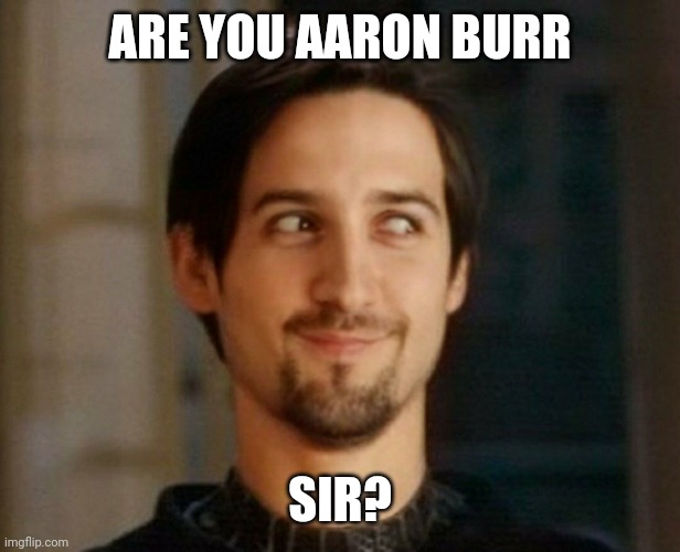 Aaron Burr Sir? | ARE YOU AARON BURR; SIR? | image tagged in tobey maguire,hamilton,faceapp | made w/ Imgflip meme maker