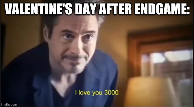 I love you 3000 | VALENTINE'S DAY AFTER ENDGAME: | image tagged in i love you 3000 | made w/ Imgflip meme maker
