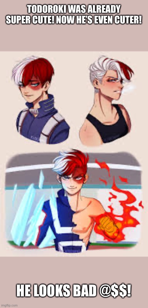 TODOROKI WAS ALREADY SUPER CUTE! NOW HE’S EVEN CUTER! HE LOOKS BAD @$$! | made w/ Imgflip meme maker