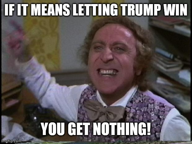 You get nothing! You lose! Good day sir! | IF IT MEANS LETTING TRUMP WIN YOU GET NOTHING! | image tagged in you get nothing you lose good day sir | made w/ Imgflip meme maker