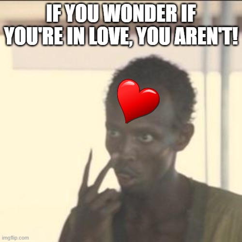 Look At Me | IF YOU WONDER IF YOU'RE IN LOVE, YOU AREN'T! | image tagged in memes,look at me | made w/ Imgflip meme maker