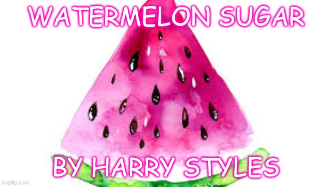 watermelon sugar | WATERMELON SUGAR; BY HARRY STYLES | image tagged in harry styles | made w/ Imgflip meme maker