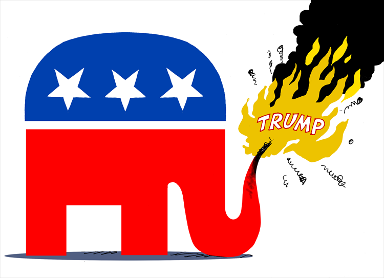 High Quality Trump blows up the Republican Party Blank Meme Template