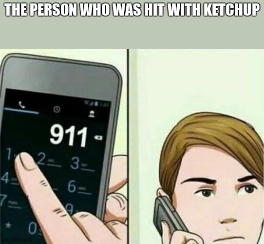 Calling 911 | THE PERSON WHO WAS HIT WITH KETCHUP | image tagged in calling 911 | made w/ Imgflip meme maker