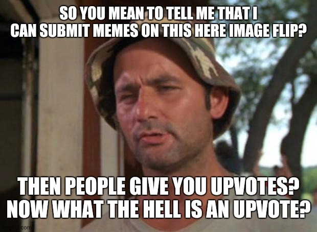 So I Got That Goin For Me Which Is Nice | SO YOU MEAN TO TELL ME THAT I CAN SUBMIT MEMES ON THIS HERE IMAGE FLIP? THEN PEOPLE GIVE YOU UPVOTES? NOW WHAT THE HELL IS AN UPVOTE? | image tagged in memes,so i got that goin for me which is nice | made w/ Imgflip meme maker