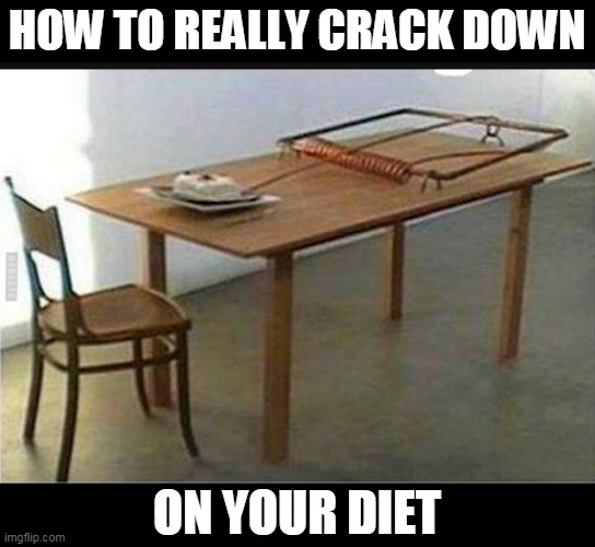 WHEN YOU REALLY NEED TO DIET | HOW TO REALLY CRACK DOWN; ON YOUR DIET | image tagged in diet,wtf,mouse trap | made w/ Imgflip meme maker
