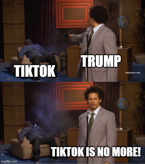 *happy imgflip noises* | TRUMP; TIKTOK; TIKTOK IS NO MORE! | image tagged in memes,who killed hannibal,funny | made w/ Imgflip meme maker