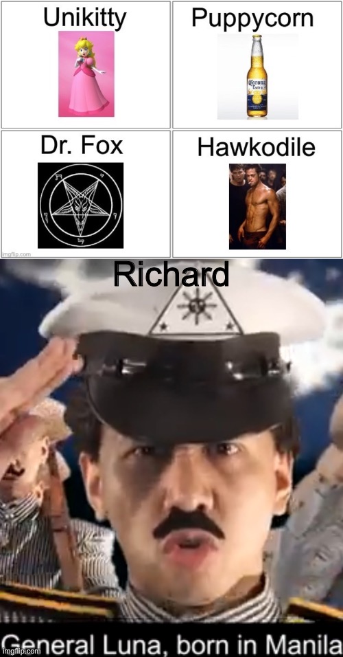 G | Richard | image tagged in unikitty,general luna born in manila | made w/ Imgflip meme maker