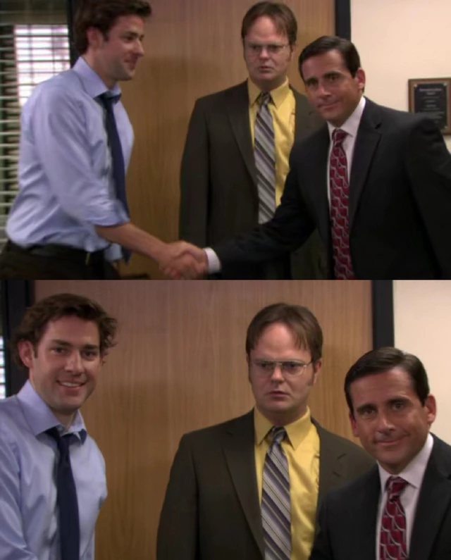 the office handshake Blank Template Imgflip