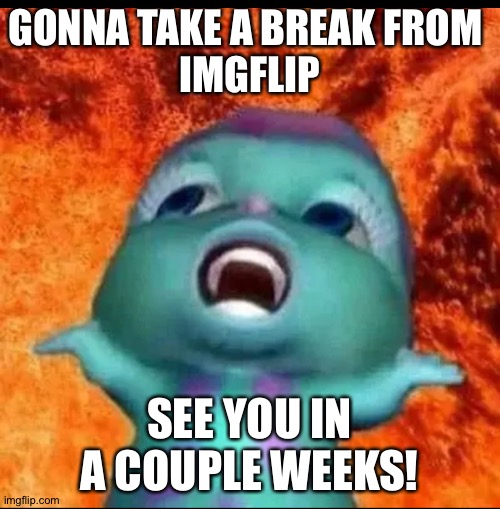Goodbye | GONNA TAKE A BREAK FROM 
IMGFLIP; SEE YOU IN A COUPLE WEEKS! | image tagged in break,the internet | made w/ Imgflip meme maker
