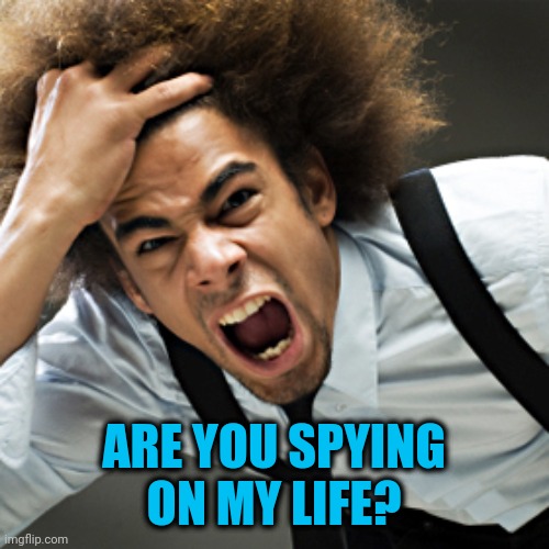 Rage | ARE YOU SPYING ON MY LIFE? | image tagged in rage | made w/ Imgflip meme maker