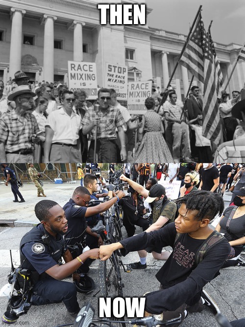 When they post a picture of riots from today vs. apparent tranquility from the ‘50s. | THEN; NOW | image tagged in conservative logic,1950s,1950's,black lives matter,segregation,racism | made w/ Imgflip meme maker