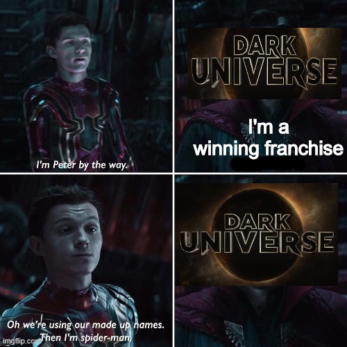 Dark Universe meme | I'm a winning franchise | image tagged in made up names,memes,movie humor | made w/ Imgflip meme maker
