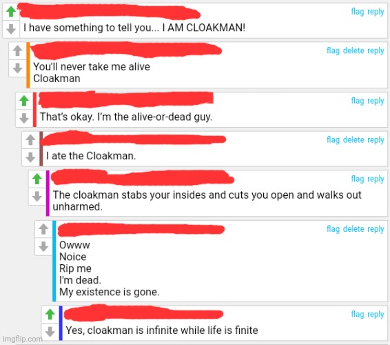 Cursed comments about the Cloakman | image tagged in cursed,comment,comments,comment section,scary,monster | made w/ Imgflip meme maker
