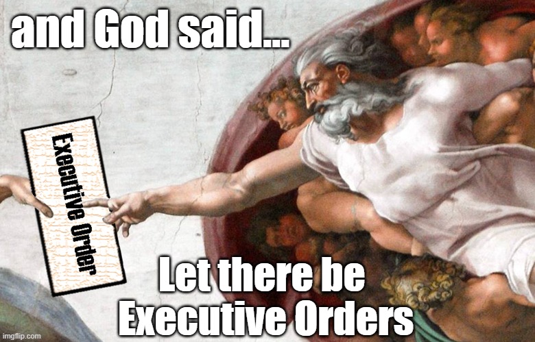 Quack White House Trade Adviser Peter Navarro says the Lord created Executive Orders | and God said... Let there be 
Executive Orders | image tagged in donald trump executive order,donald trump memes,executive orders,peter navarro meme | made w/ Imgflip meme maker
