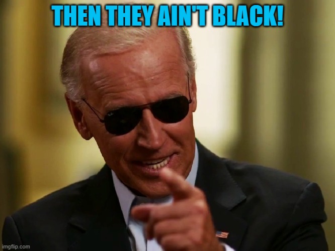 Cool Joe Biden | THEN THEY AIN'T BLACK! | image tagged in cool joe biden | made w/ Imgflip meme maker