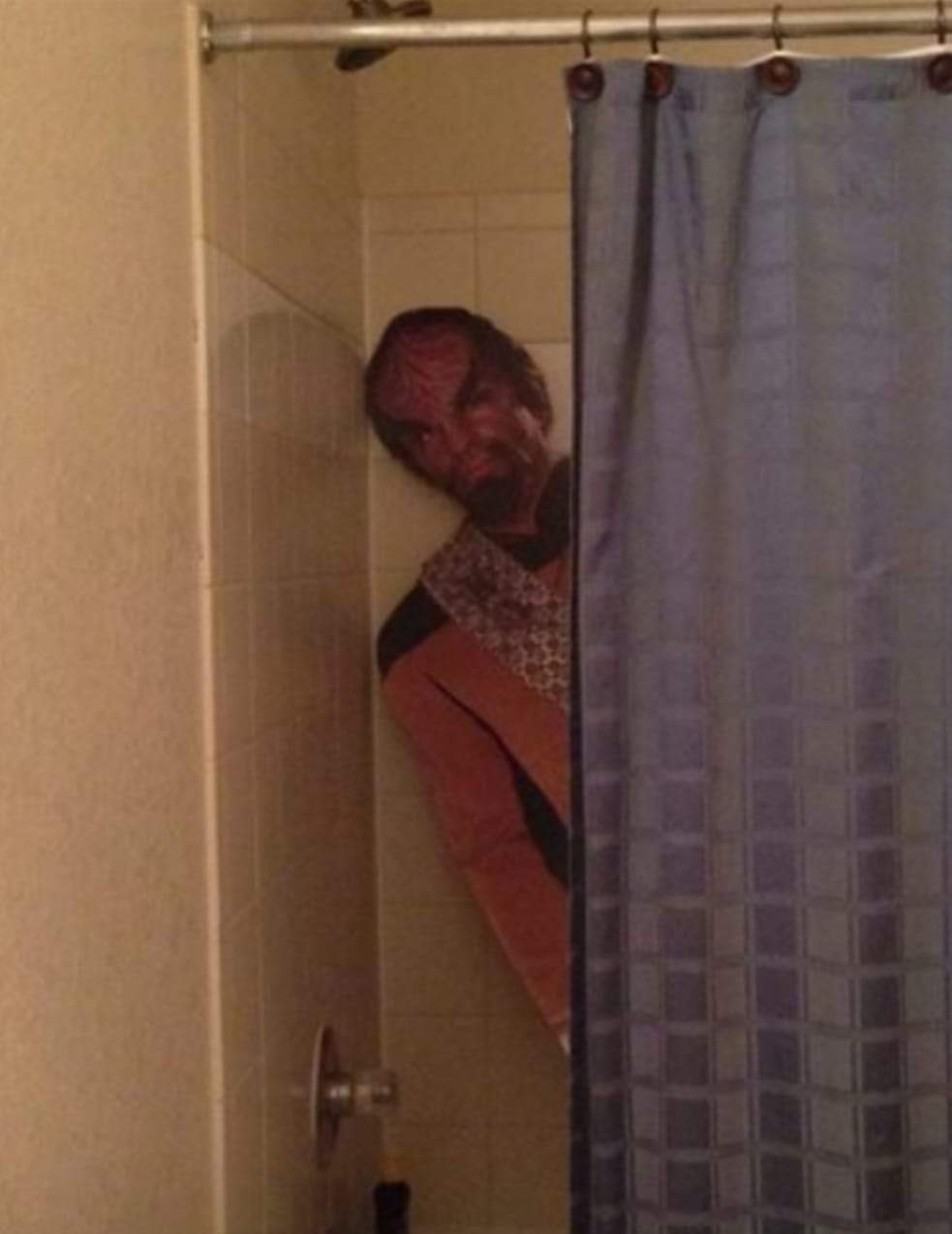 Worf in the shower Blank Meme Template