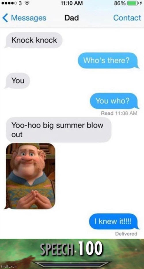 Yoo Hoo, Big Summer Blow Out | image tagged in speech 100,frozen,memes,funny,funny memes,texting | made w/ Imgflip meme maker