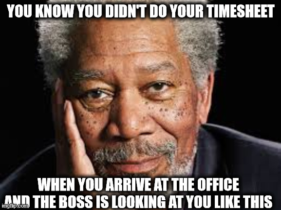 Forgot Something | YOU KNOW YOU DIDN'T DO YOUR TIMESHEET; WHEN YOU ARRIVE AT THE OFFICE AND THE BOSS IS LOOKING AT YOU LIKE THIS | image tagged in morgan freeman,timesheet reminder,timesheet meme,timesheet,timesheets on those who forget their timesheet | made w/ Imgflip meme maker