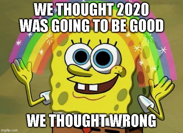 2020 | WE THOUGHT 2020 WAS GOING TO BE GOOD; WE THOUGHT WRONG | image tagged in memes,imagination spongebob,fun,funny | made w/ Imgflip meme maker