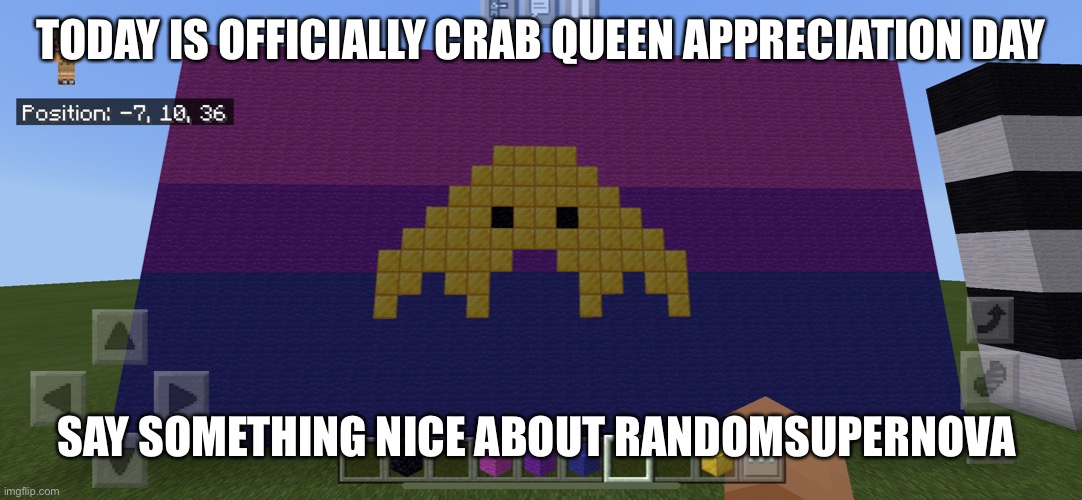 Say something nice! | TODAY IS OFFICIALLY CRAB QUEEN APPRECIATION DAY; SAY SOMETHING NICE ABOUT RANDOMSUPERNOVA | image tagged in oh no,y tho,stop,please | made w/ Imgflip meme maker