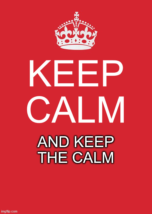 KEEP CALM, and be stupid... | KEEP CALM; AND KEEP THE CALM | image tagged in memes,keep calm and carry on red | made w/ Imgflip meme maker