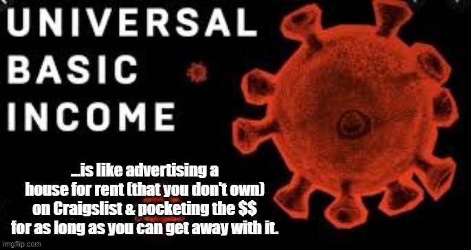 UBI is a Bad Idea... | ...is like advertising a house for rent (that you don't own) on Craigslist & pocketing the $$ for as long as you can get away with it. | image tagged in libertarian,liberty,socialism,democratic socialism,bad ideas,bad idea | made w/ Imgflip meme maker