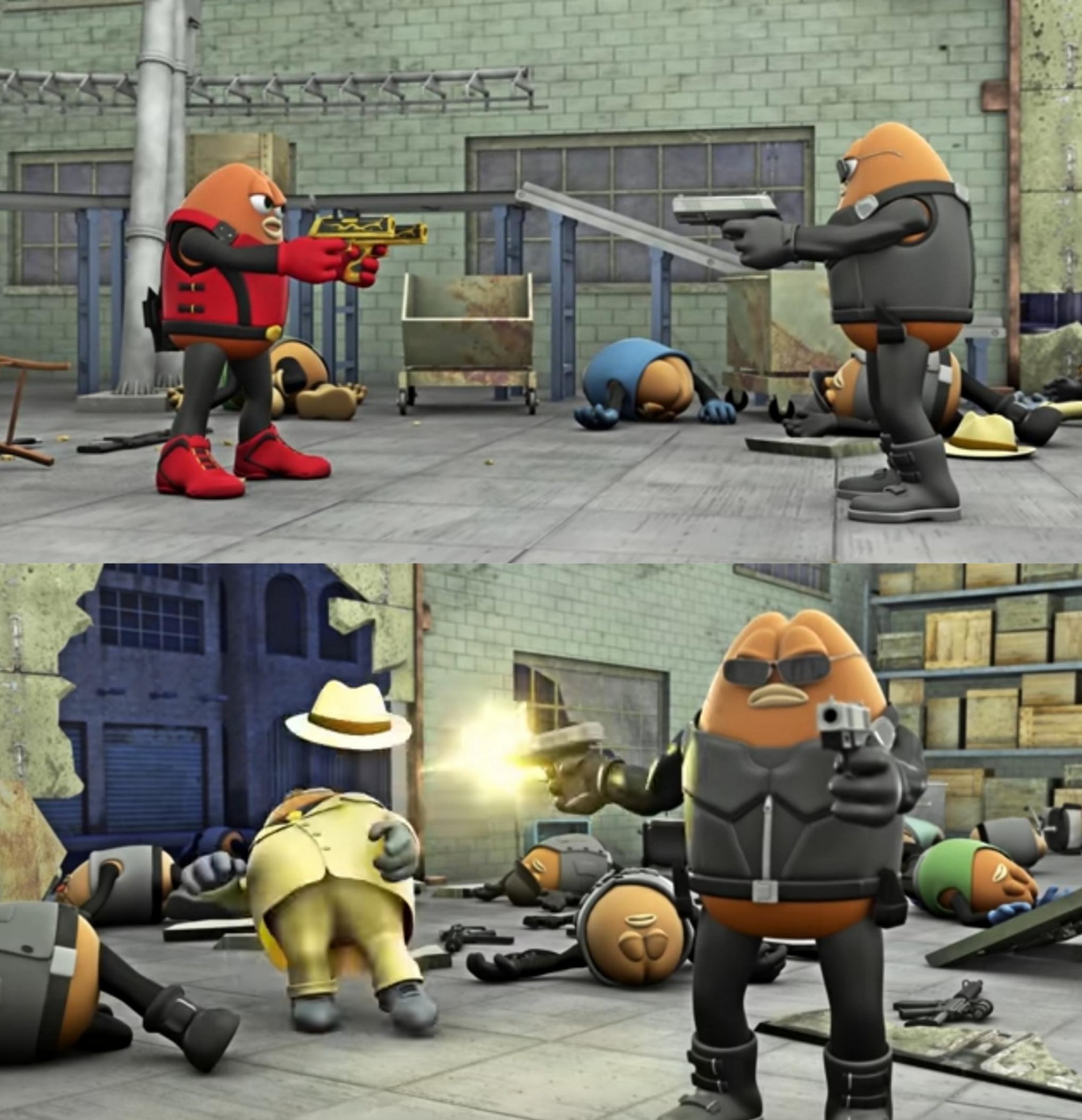 Killer Bean Standoff Blank Meme Template