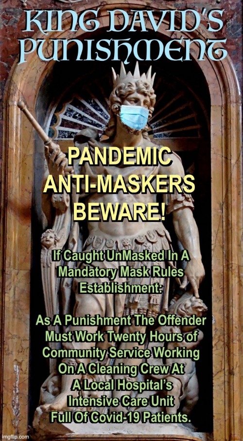 King David's Punishment for Anti-Maskers | image tagged in king david's punishment for anti-maskers | made w/ Imgflip meme maker