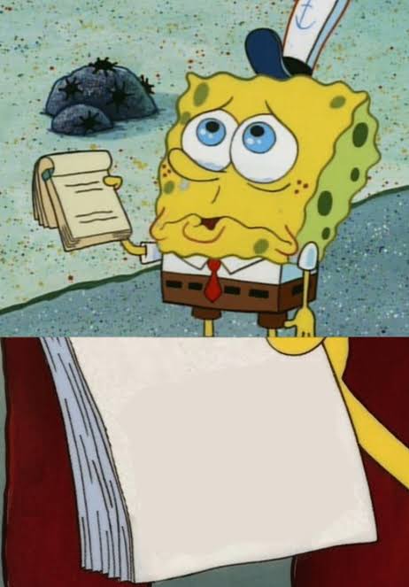 Crying Spongebob Note Blank Meme Template