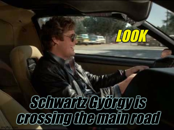 UP A HEAD | LOOK Schwartz György is crossing the main road | image tagged in parliament,good morning,x x everywhere,george soros,fuck off | made w/ Imgflip meme maker