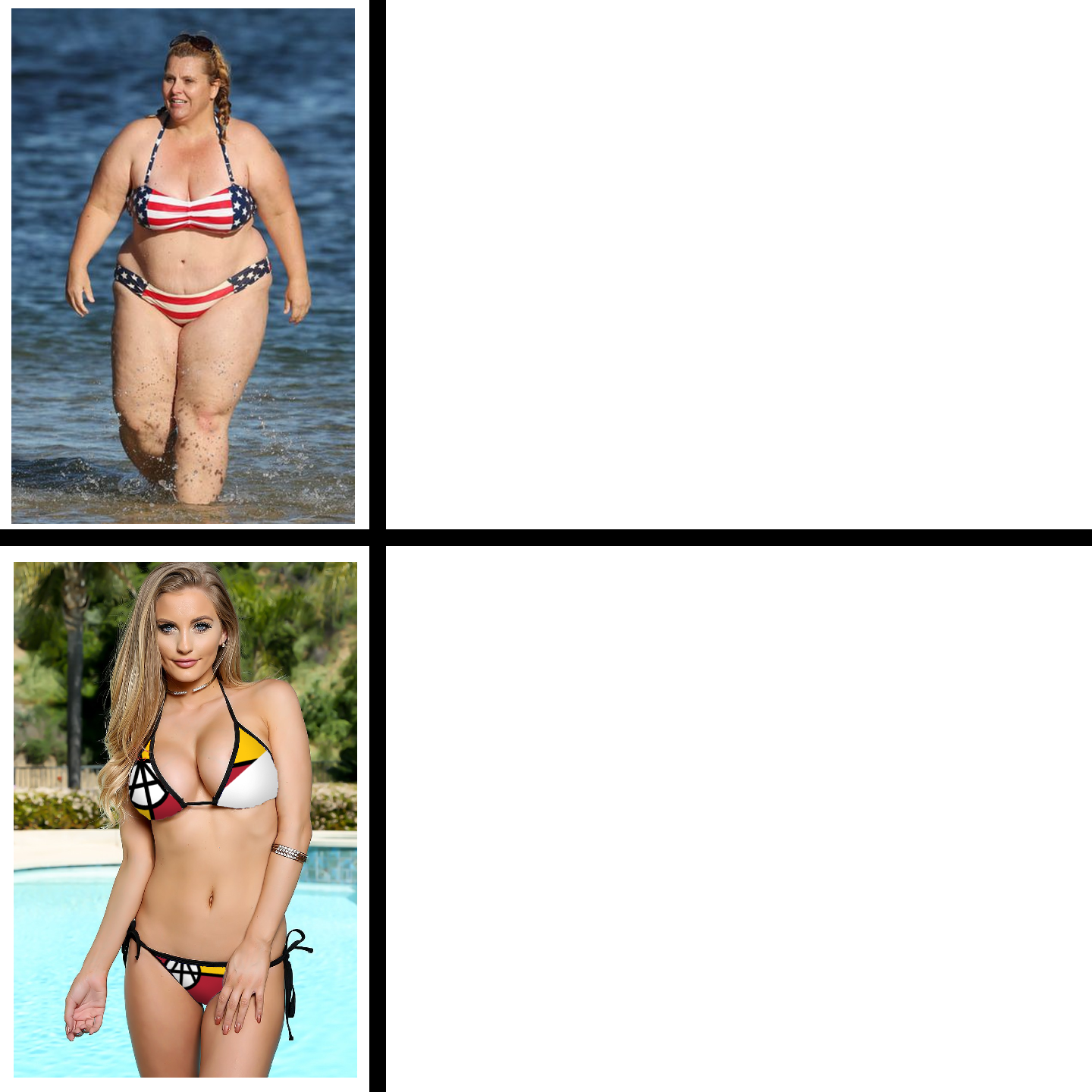 Fat vs pretty girl Blank Meme Template