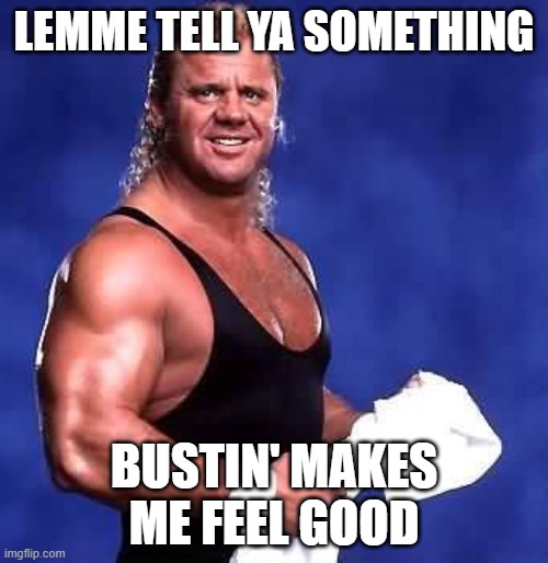 mr. perfect | LEMME TELL YA SOMETHING; BUSTIN' MAKES ME FEEL GOOD | image tagged in mr perfect,ghostbusters,wwf,wwe,perfect | made w/ Imgflip meme maker