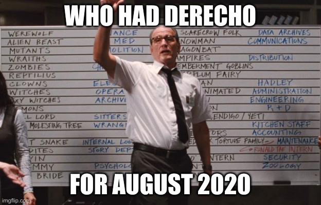 Cabin the the woods | WHO HAD DERECHO; FOR AUGUST 2020 | image tagged in cabin the the woods | made w/ Imgflip meme maker