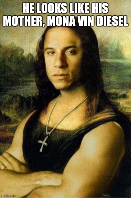 Mona Vin Diesel | HE LOOKS LIKE HIS MOTHER, MONA VIN DIESEL | image tagged in mona vin diesel | made w/ Imgflip meme maker