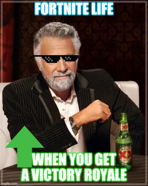 The Most Interesting Man In The World | FORTNITE LIFE; WHEN YOU GET A VICTORY ROYALE | image tagged in memes,the most interesting man in the world | made w/ Imgflip meme maker