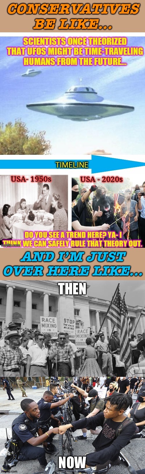 1950s to 2020s: Social evolution or nah? | image tagged in segregation,racism,black lives matter,conservative logic,1950s,2020 | made w/ Imgflip meme maker