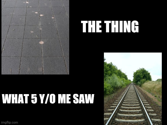 What 5yo me saw | THE THING; WHAT 5 Y/O ME SAW | image tagged in blank white template,child,train | made w/ Imgflip meme maker