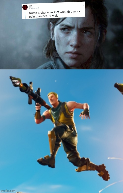 He literally had to survive a black hole, a flood, AND had to eat his best friend. | image tagged in jonesy,name a character who went through more pain than her | made w/ Imgflip meme maker