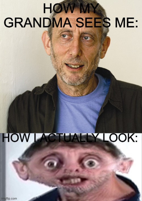 HOW MY GRANDMA SEES ME:; HOW I ACTUALLY LOOK: | image tagged in how grandma sees me | made w/ Imgflip meme maker