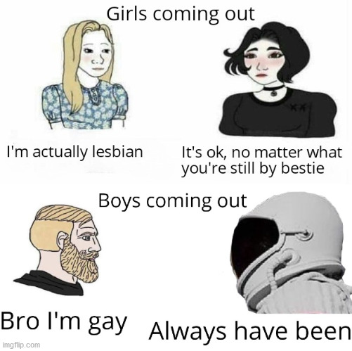 credit to u/crisrolf on reddit for the original meme | image tagged in gay,lesbian,lgtb,lgbtq | made w/ Imgflip meme maker