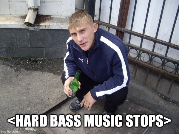 Slavicgang | <HARD BASS MUSIC STOPS> | image tagged in slavicgang | made w/ Imgflip meme maker